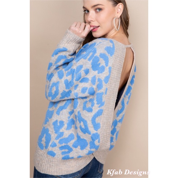 ❤️LAST 1! Leopard Drop Shoulder Open Back Sweater - Picture 4 of 5